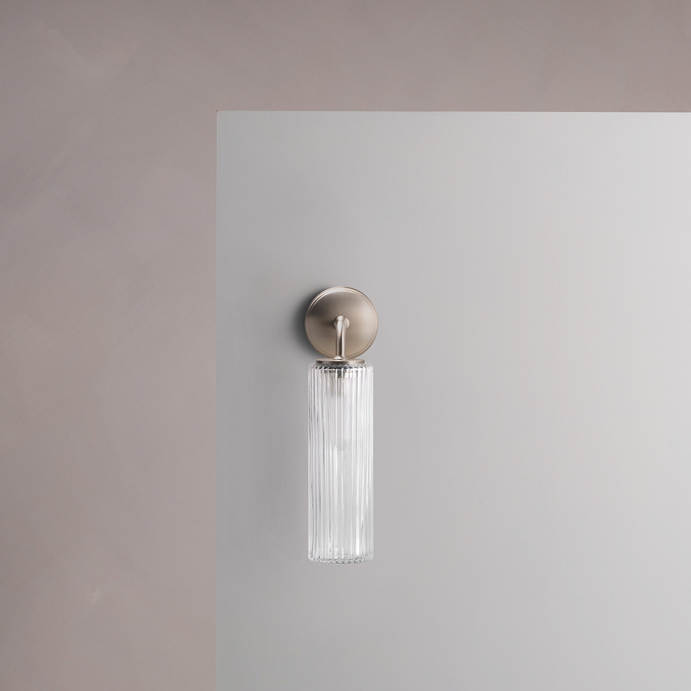 Claremont Small Wall Light Fluted Glass – Satin Nickel