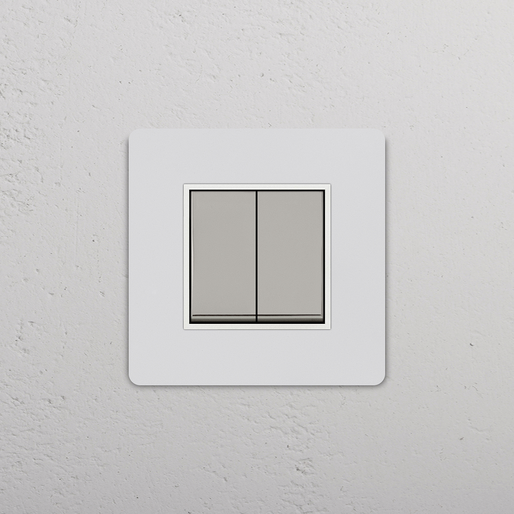 Grove Wippschalter 2x in Einfachrahmen – Lackierbar + Poliertes Nickel | Weiss