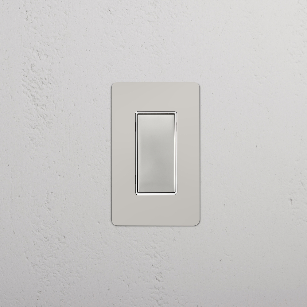 Kew 1G Retractive Rocker Switch - Polished Nickel White