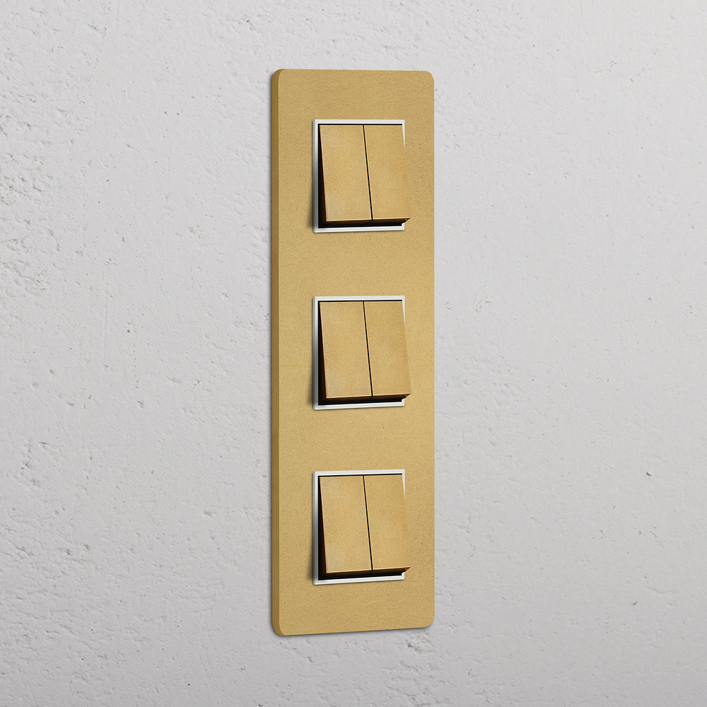 Grove Triple 6x Vertical Rocker Switch - Antique Brass | White