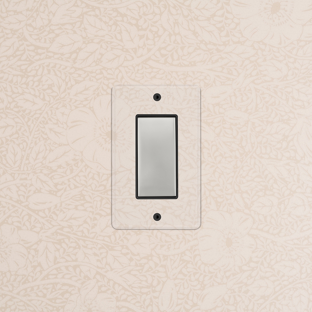 Kew 1G Retractive Rocker Switch - Clear Polished Nickel Black