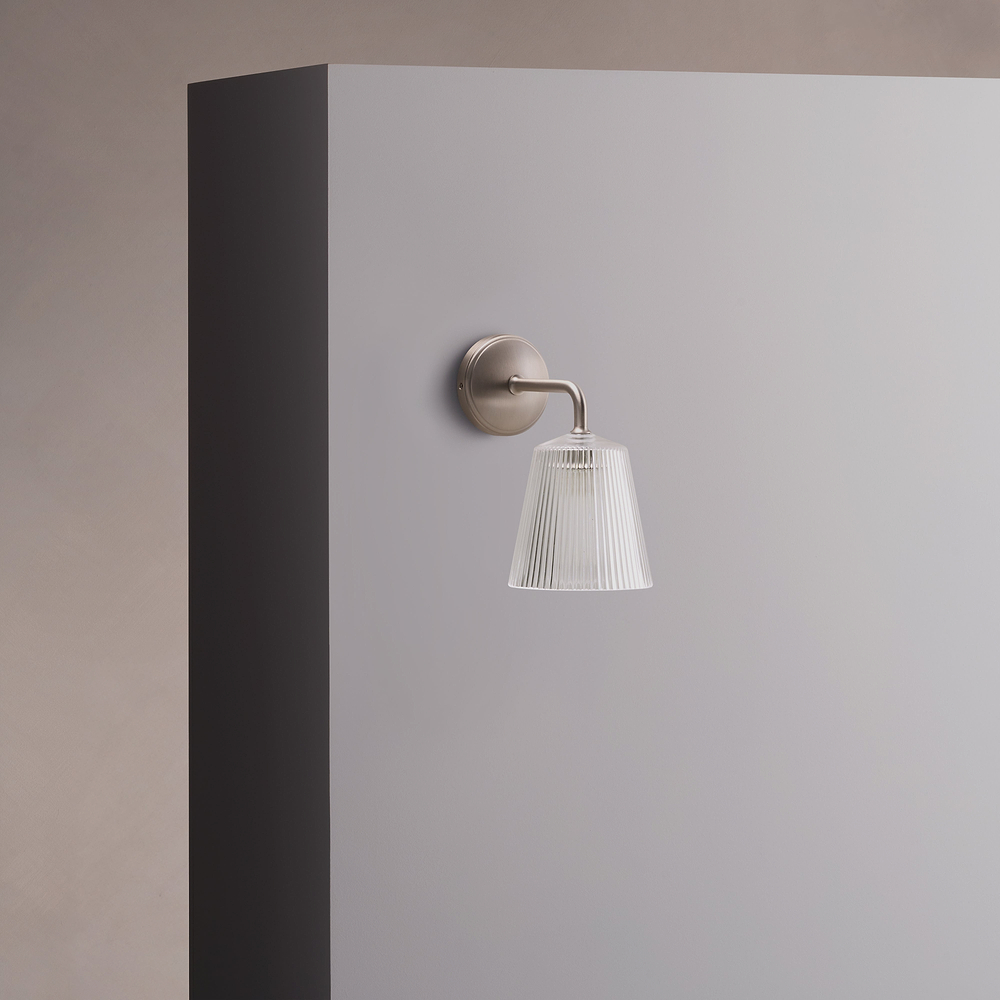 Richmond Small Wall Light Fluted Glass – Satin Nickel
