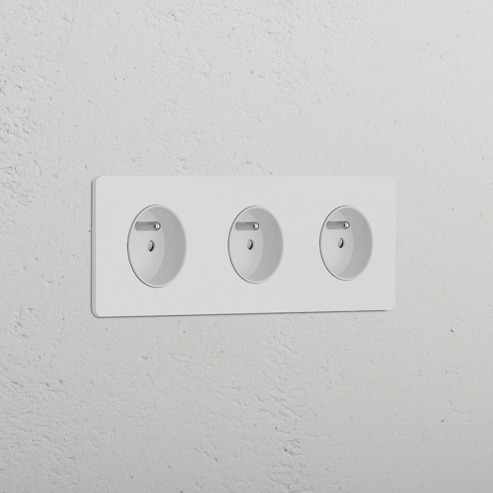 Grove Triple 3x French/Belgian Type E Socket – Paintable White