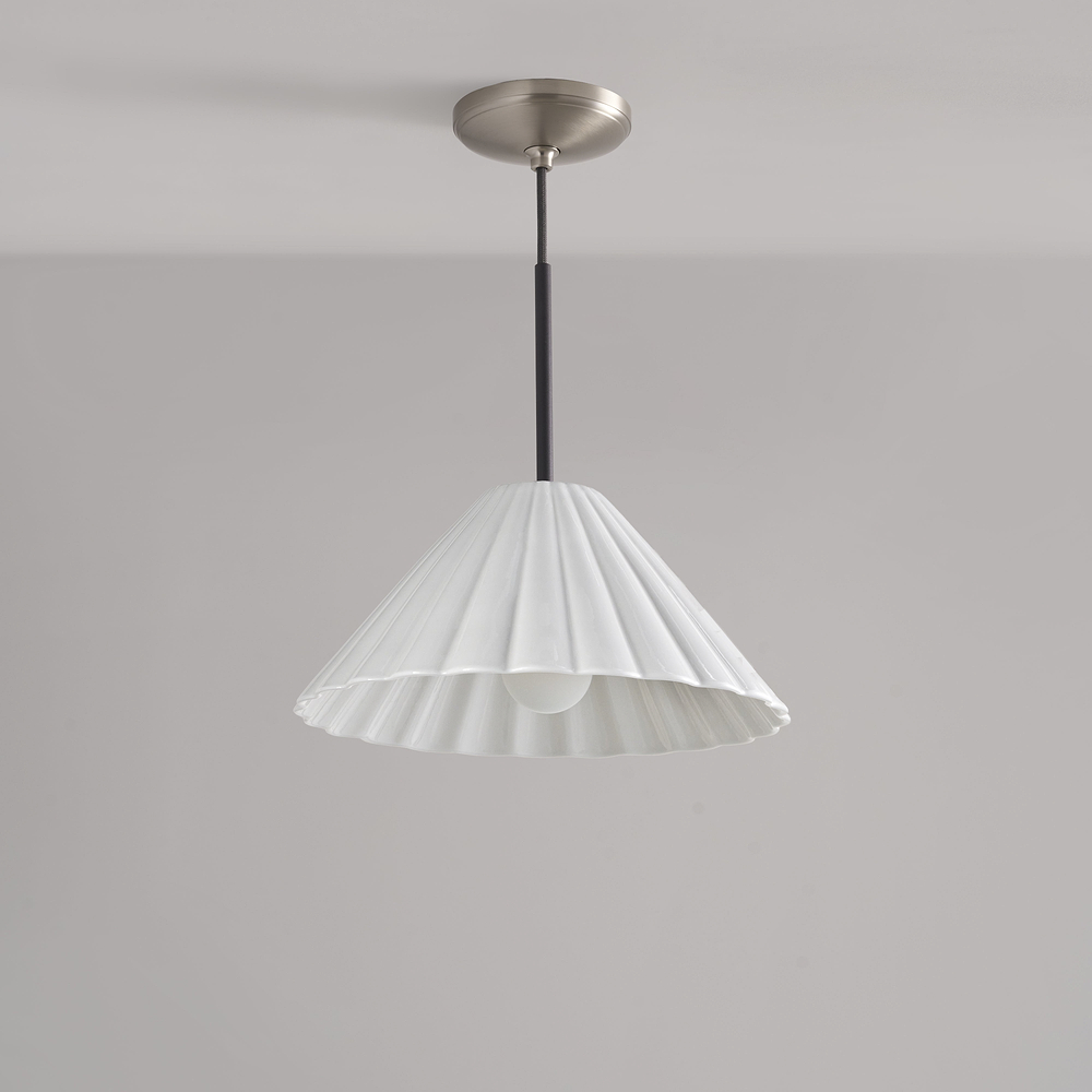 Cotswold Medium Pendant Light Fine Porcelain – Satin Nickel