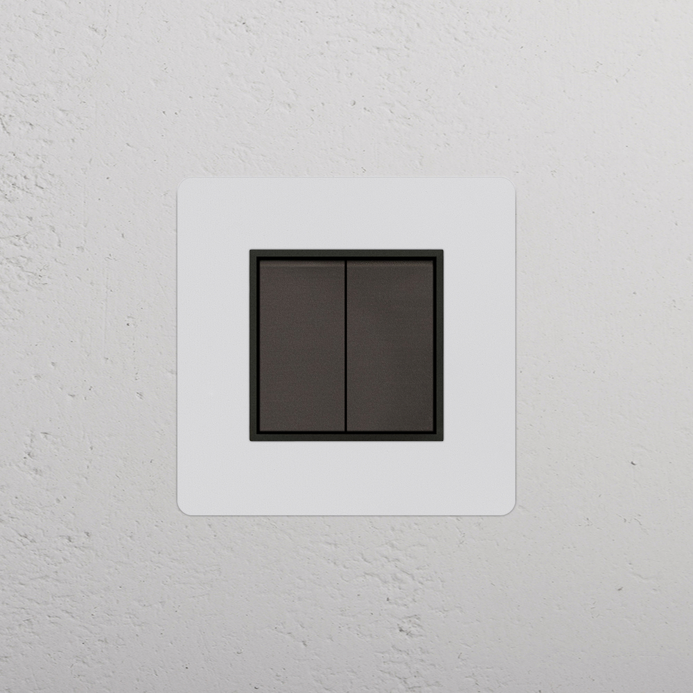 Kew Interruptor pulsador de balancín x2 (marco individual) – Bronce y pintable | Negro
