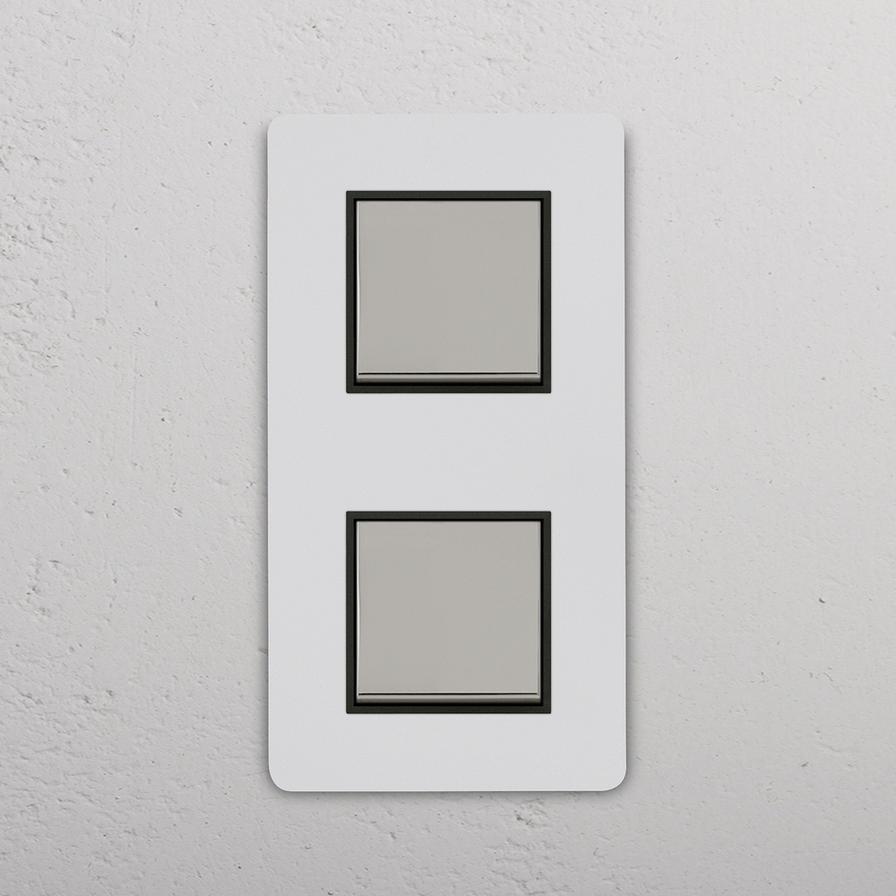Grove Double 2x Vertical Rocker Switch – Paintable Polished Nickel | Black
