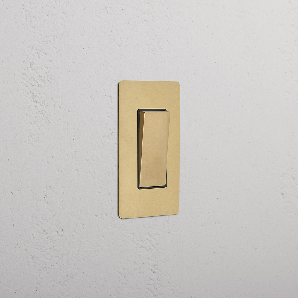 Kew 1G Retractive Rocker Switch - Antique Brass Black