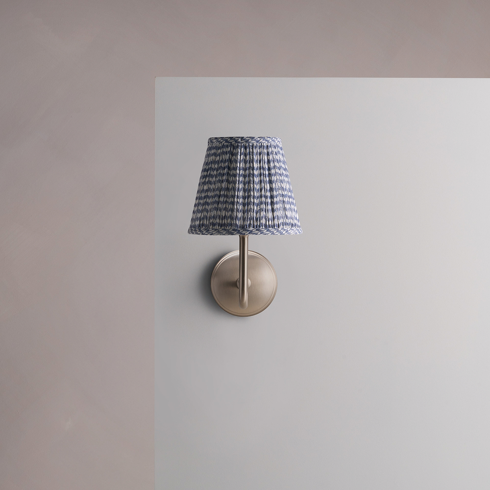 Malvern Medium Wall Light Pleated Slate Blue – Satin Nickel