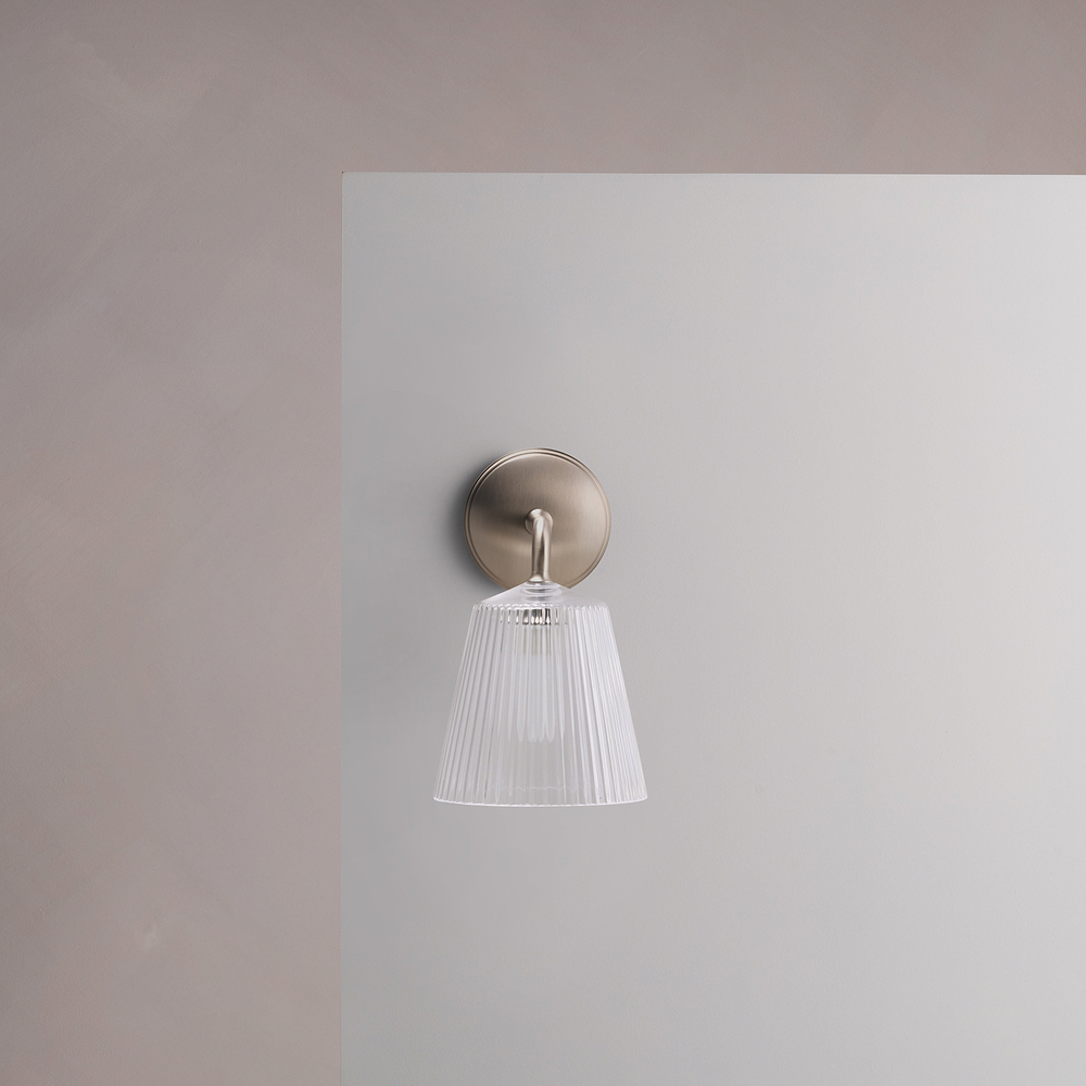 Richmond Medium Wall Light Fluted Glass – Satin Nickel