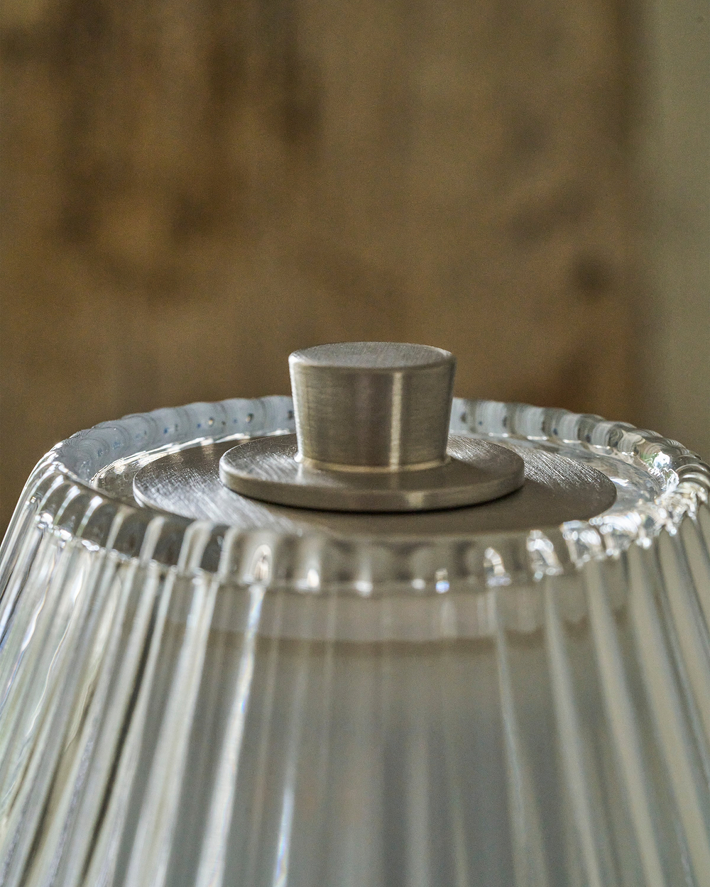 Cotswold Rechargeable Table Lamp Fluted Glass – Satin Nickel