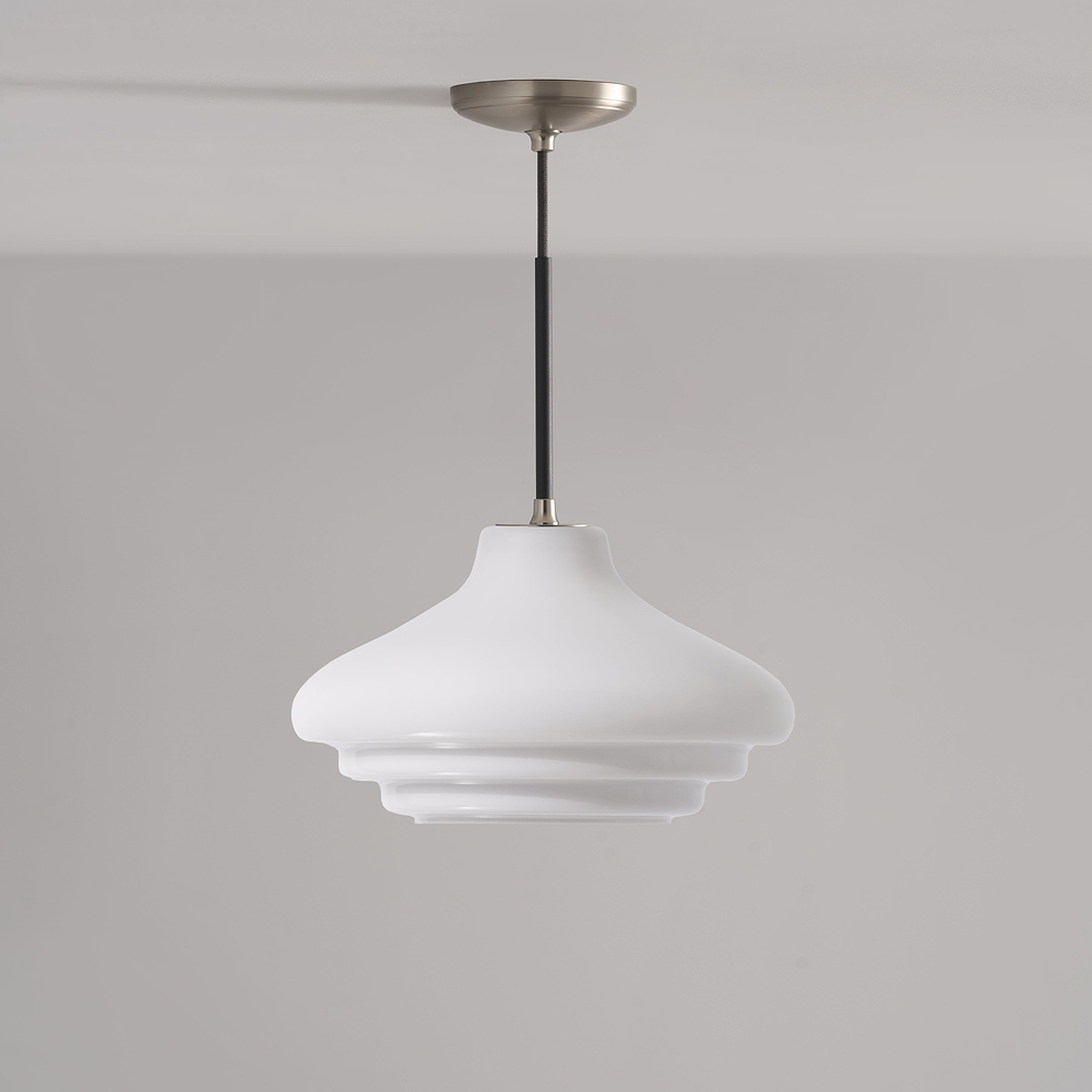 Brookfield Medium Pendant Light Opal Glass – Satin Nickel