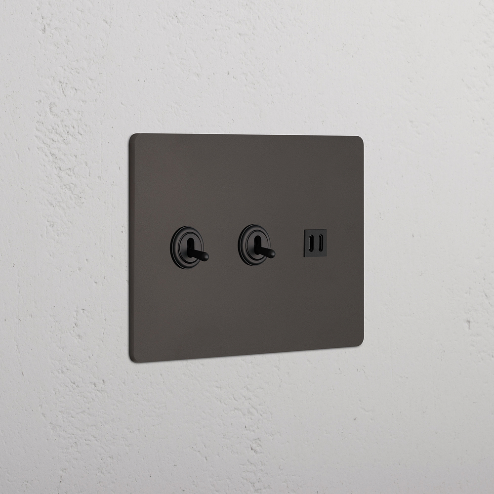 Grove 3G 2x Toggle Switch & Fast Charge USB - Bronze Black