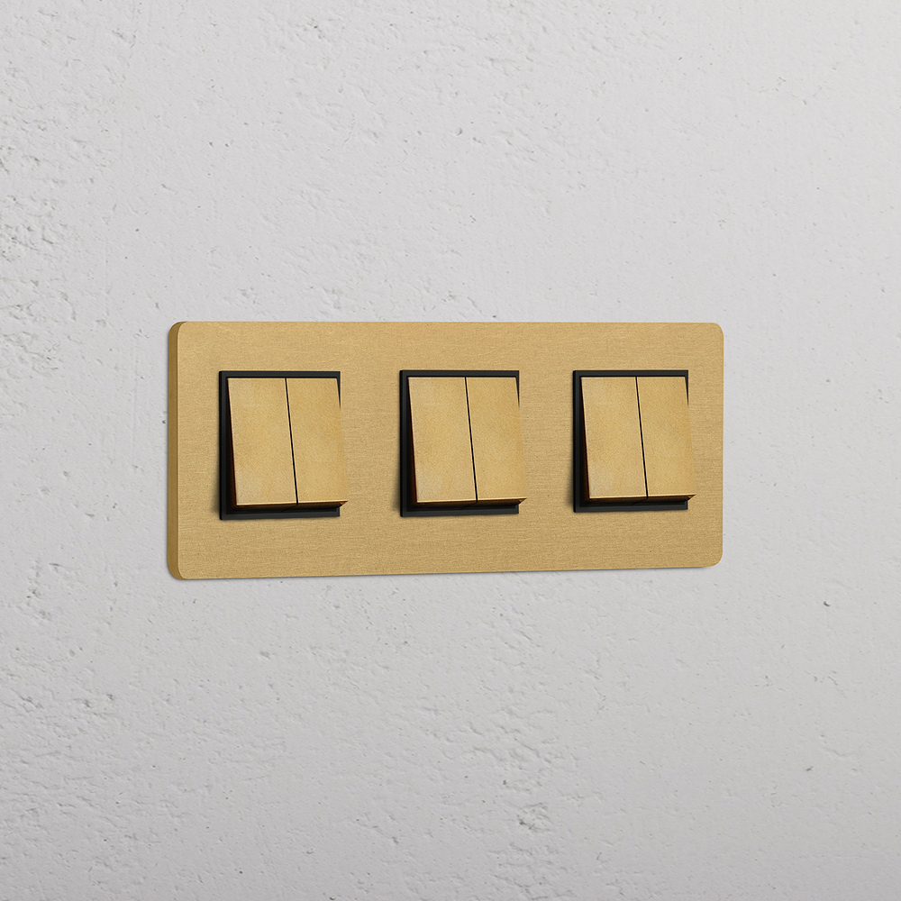 Grove Triple 6x Rocker Switch - Antique Brass | Black