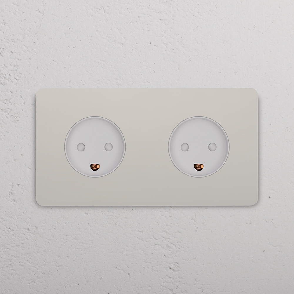 Grove Double 2x Danish Type K Socket - Polished Nickel | White