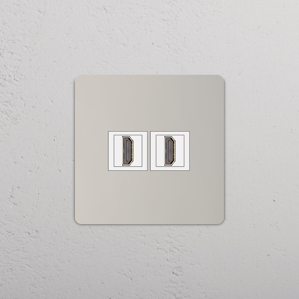Grove HDMI-Anschluss 2x in Einfachrahmen – Poliertes Nickel | Weiss
