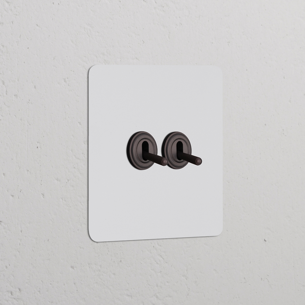 Kew Single 2x Toggle Switch - Paintable Bronze