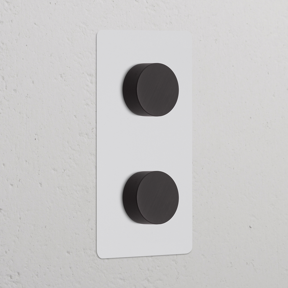 Kew Double 2x Vertical Dimmer Switch - Paintable Bronze