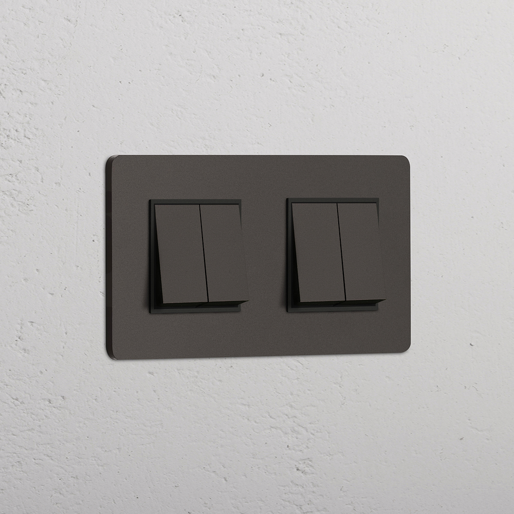 Grove Interruptor basculante de quatro vias duplo – Bronze Preto