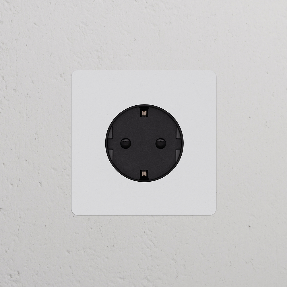 Kew Enkele Schuko type F stopcontact – Beschilderbaar | Zwart