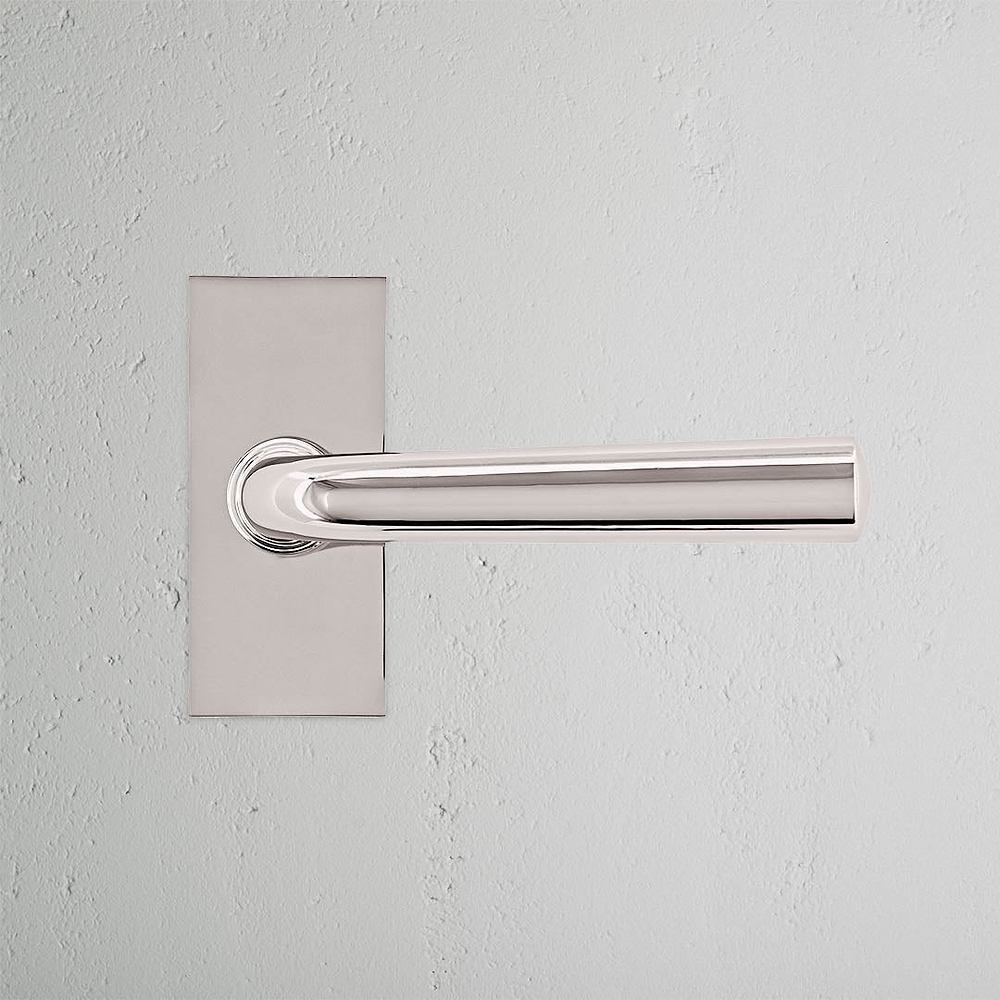Apsley Short Plate Fixed Door Handle - Polished Nickel