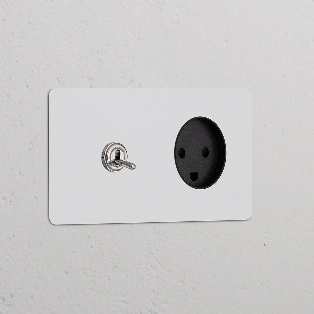 Kew Double Toggle & Danish Type K Socket - Paintable Polished Nickel | Black