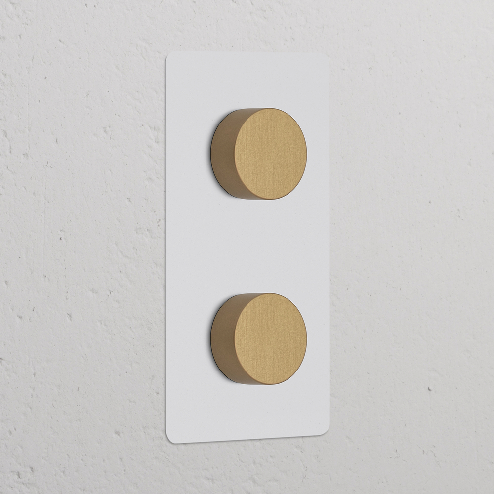 Kew Double 2x Vertical Dimmer Switch - Paintable Antique Brass