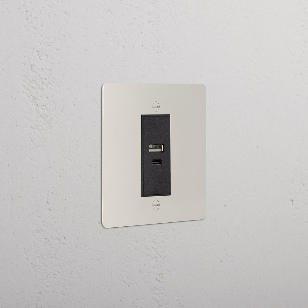 Single USB-A+C Socket - Polished Nickel | Black