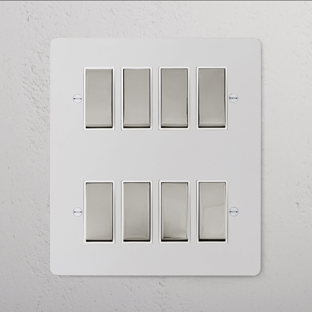 8G Two Way Rocker Switch - Paintable Polished Nickel | White
