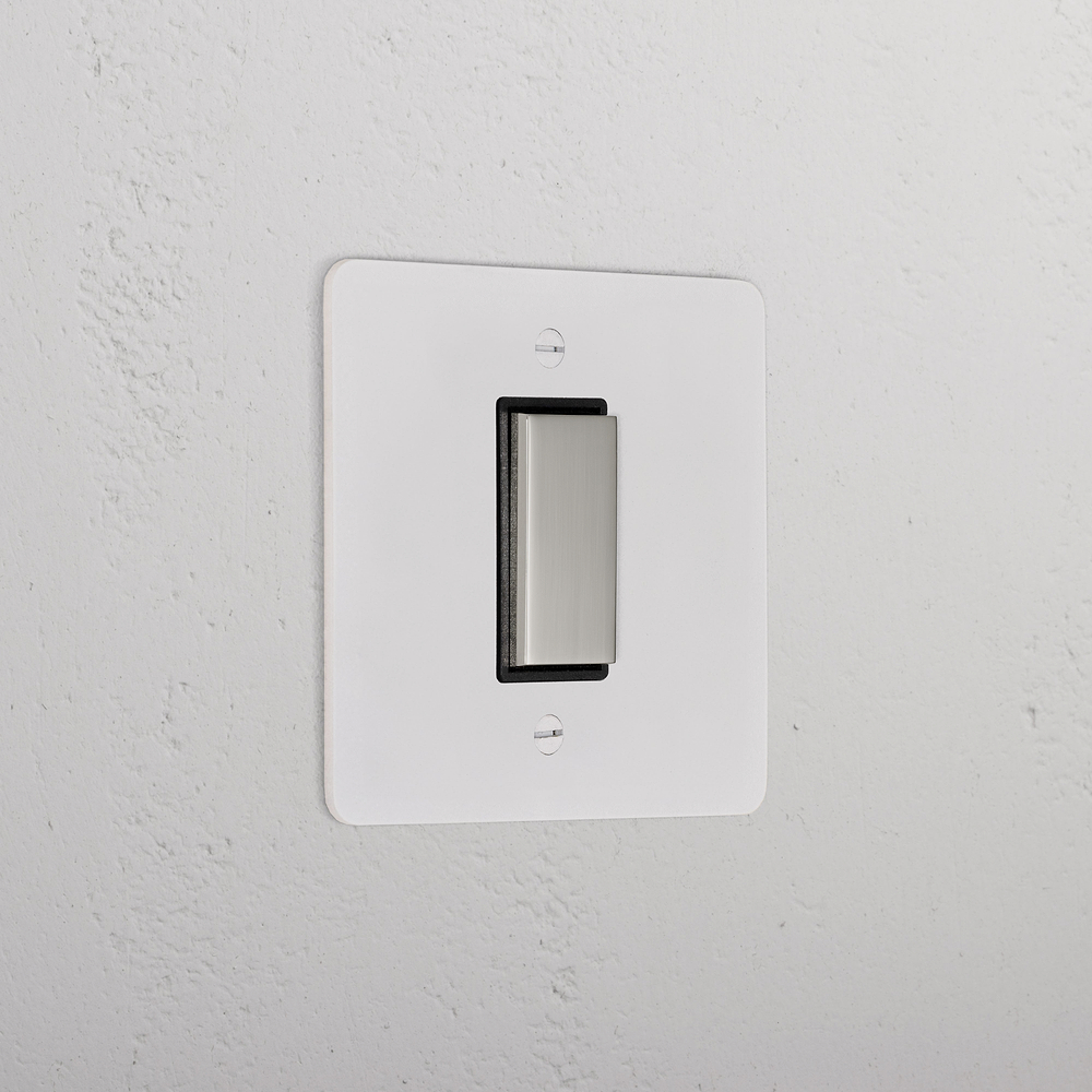 1G Centre Retractive Rocker Switch - Paintable Polished Nickel | Black