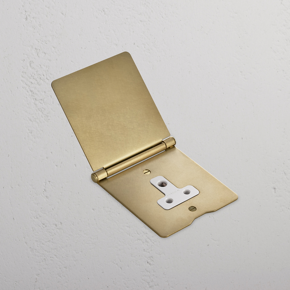 Single 5A Light Floor Socket - Antique Brass | White