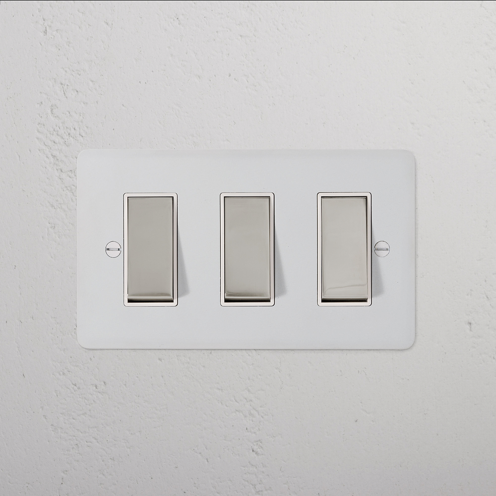 3G Two Way Rocker Switch - Paintable Polished Nickel | White