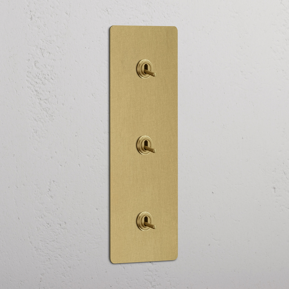 Kew Interruttore a Levetta Triplo Verticale 3x - Ottone Antico