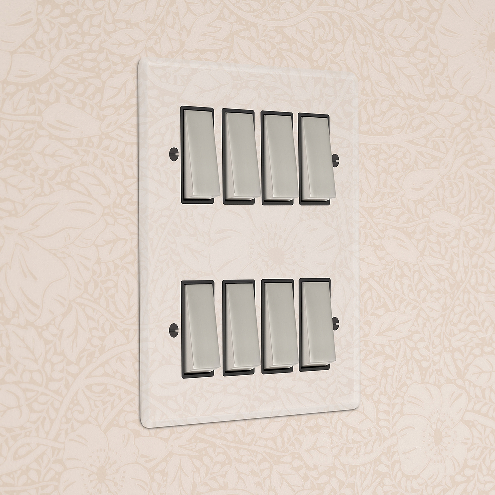 8G Two Way Rocker Switch - Clear Polished Nickel | Black