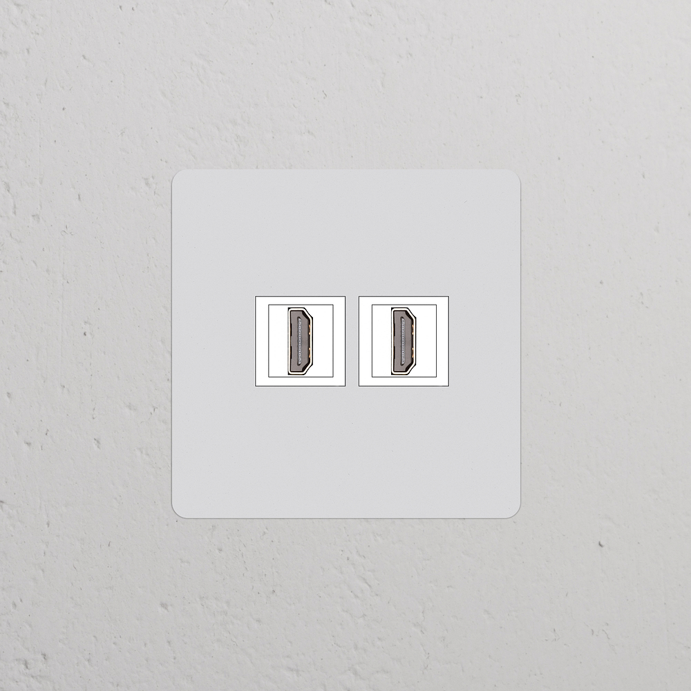 Kew Prise HDMI x2 (Plaque Simple) – Peignable | Blanc