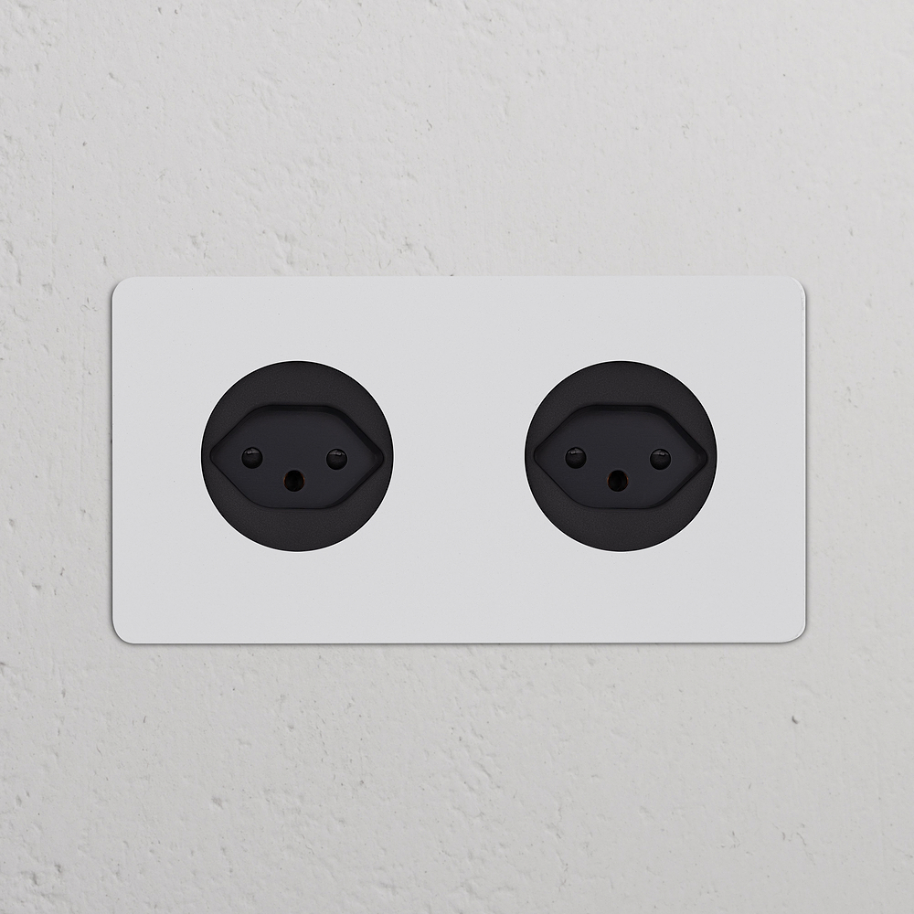 Kew Double 2x Swiss Type J Socket - Paintable | Black