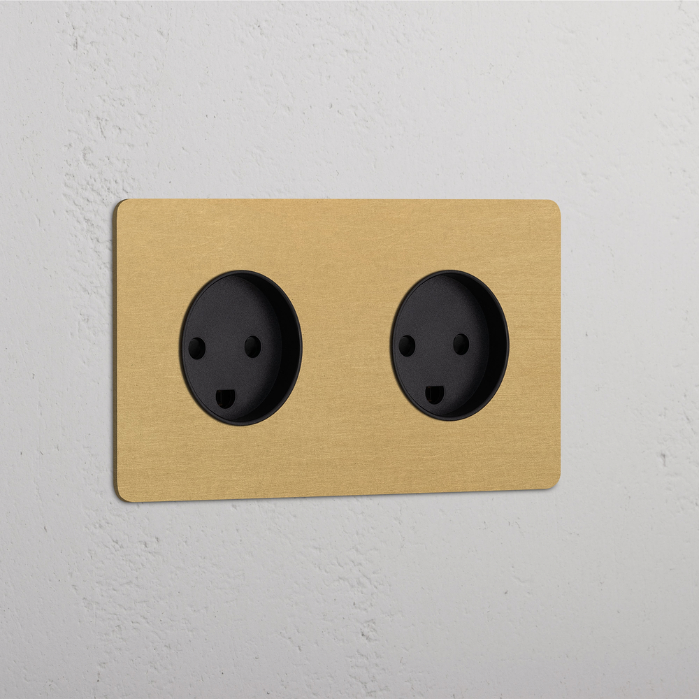 Kew Double 2x Danish Type K Socket - Antique Brass | Black