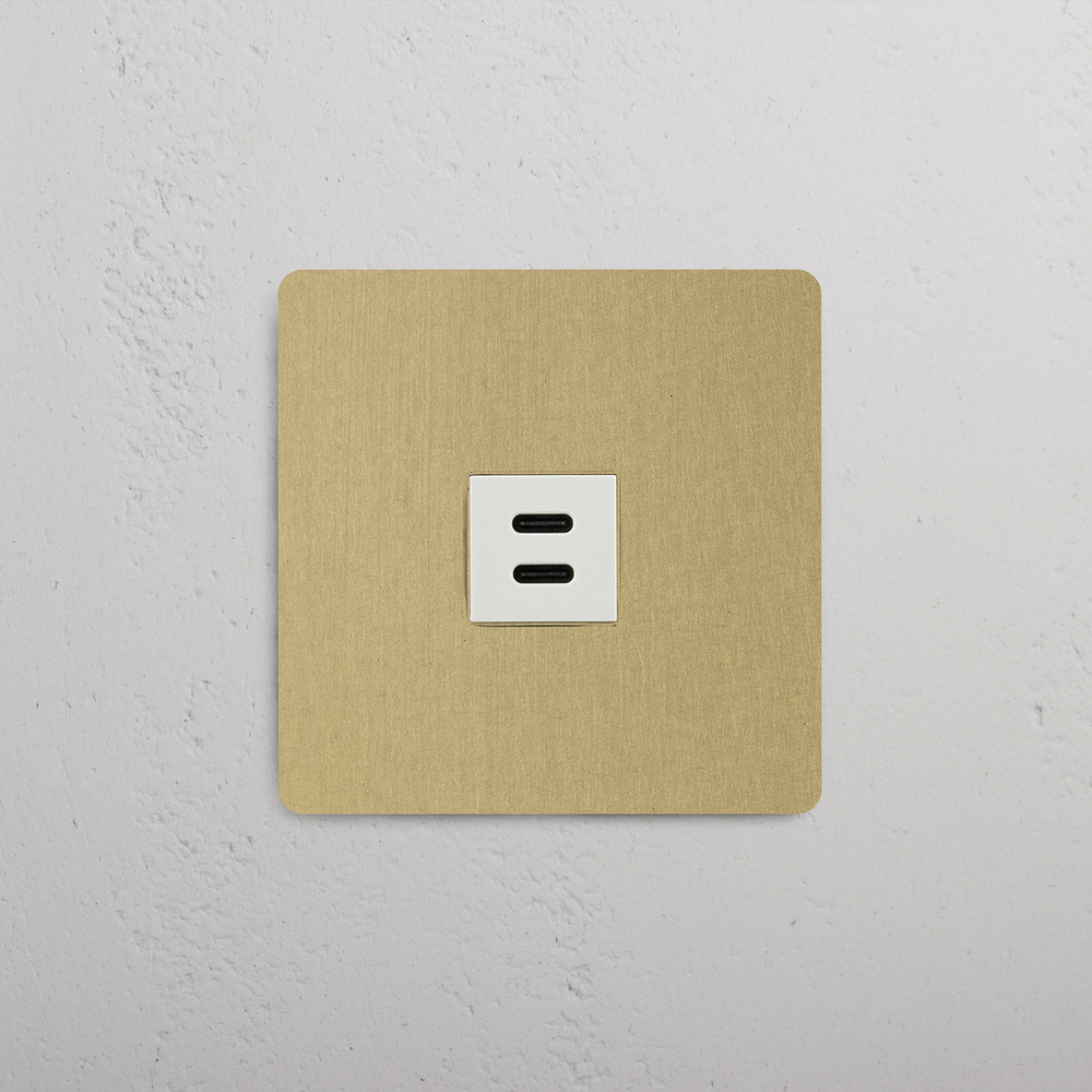 Kew Enkele USB-C 30 W stopcontact - Antiek messing - Wit