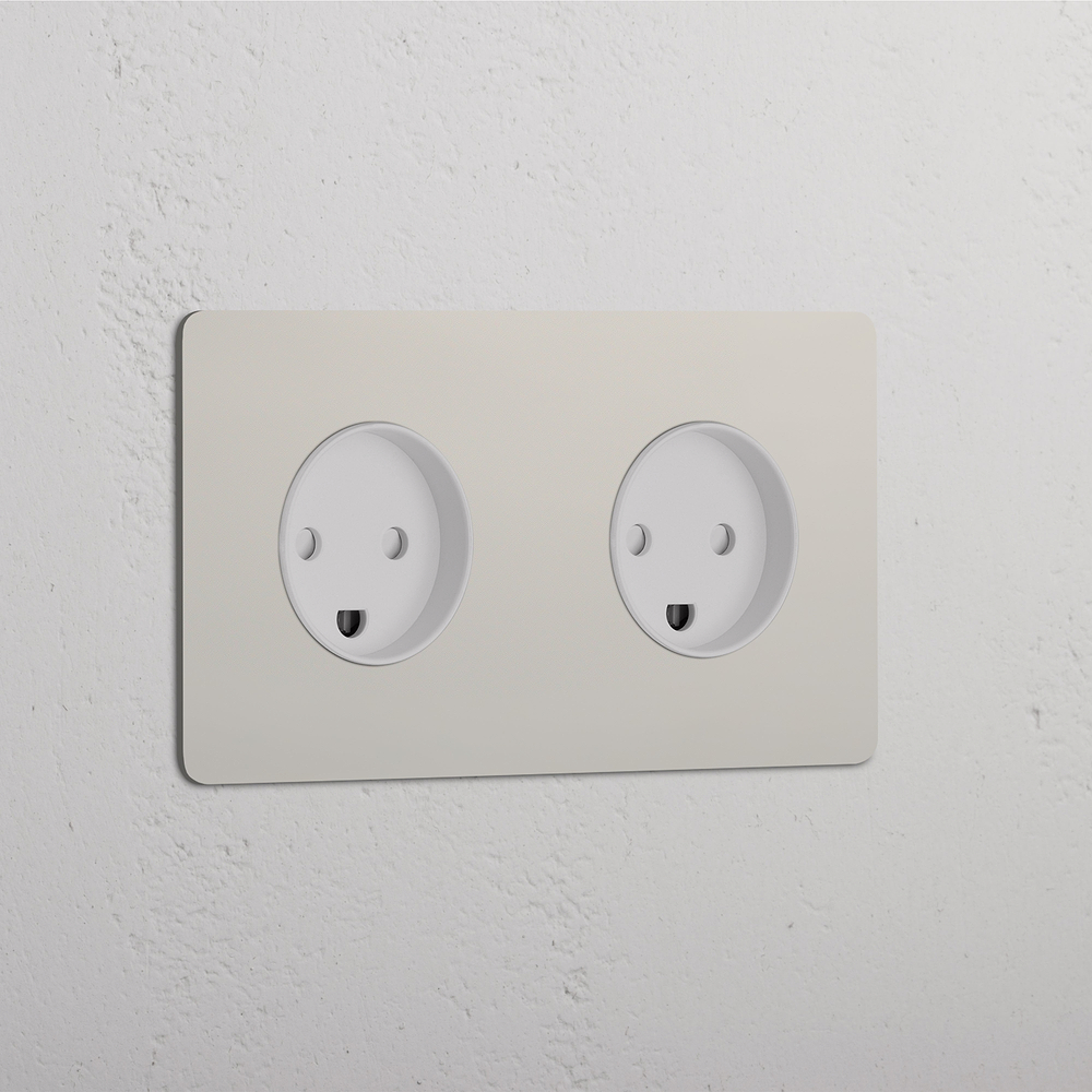 Kew Double 2x Danish Type K Socket - Polished Nickel | White
