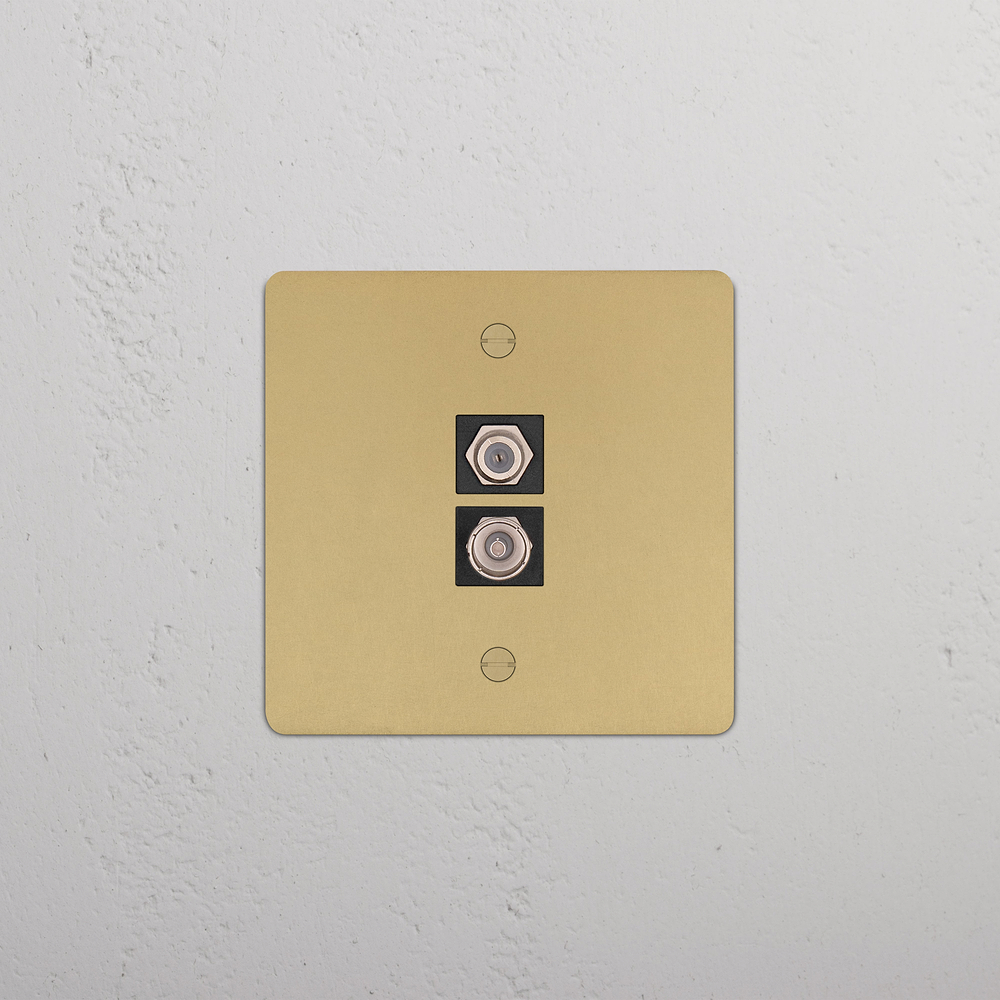 Single TV & Satellite Socket - Antique Brass | Black