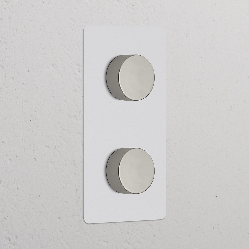 Kew Double 2x Vertical Dimmer Switch - Paintable Polished Nickel