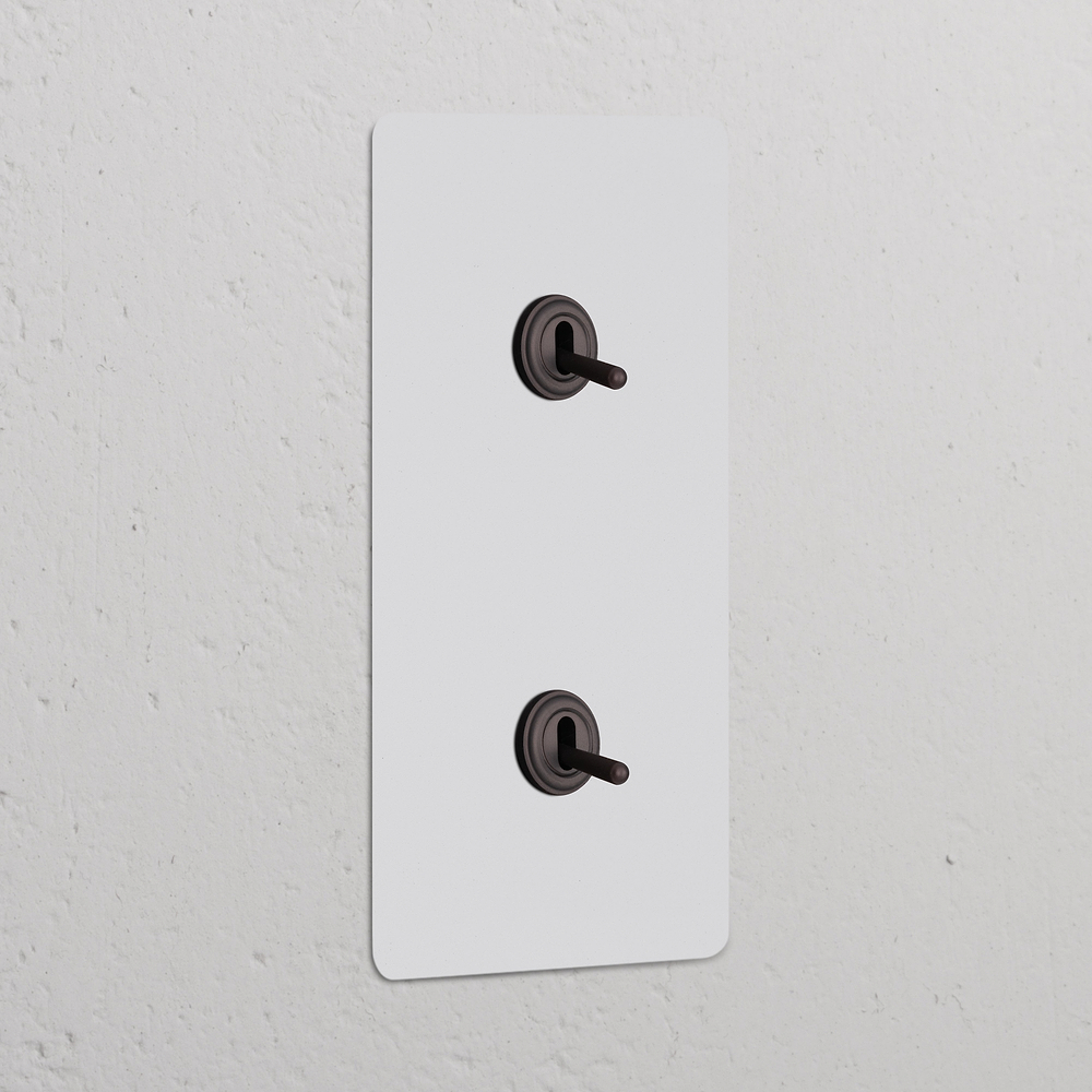 Kew Double 2x Vertical Toggle Switch - Paintable Bronze