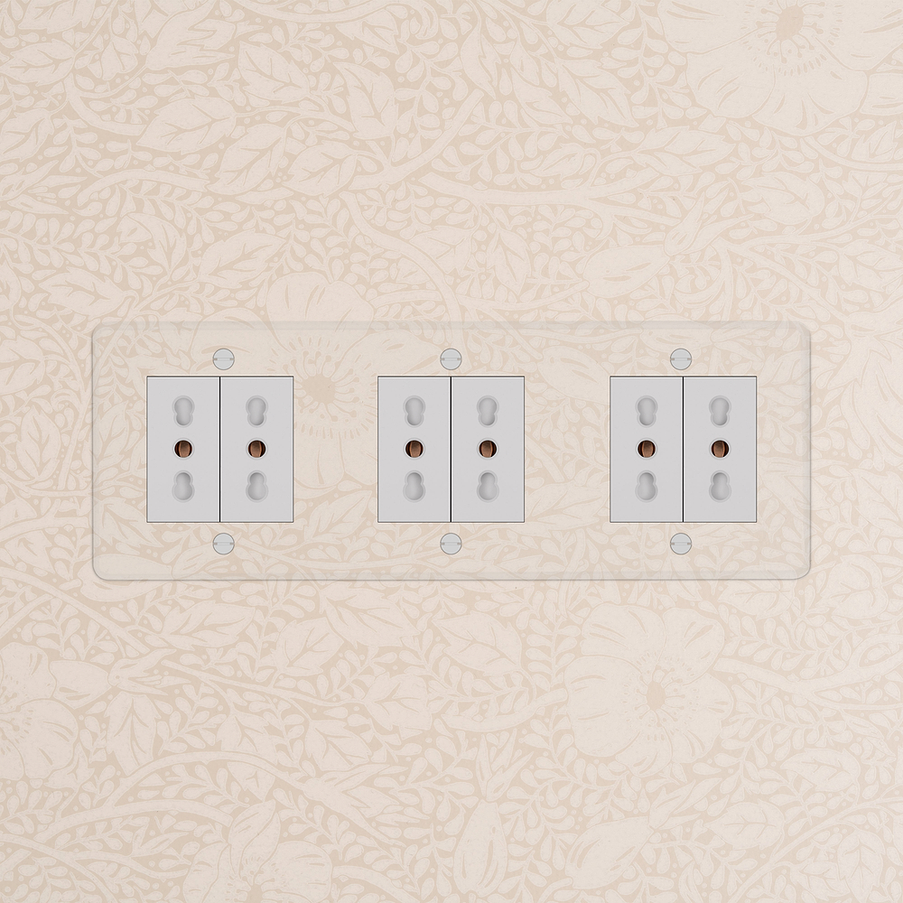 Kew Drievoudige 6x Bipasso stopcontact – Doorzichtig | Wit