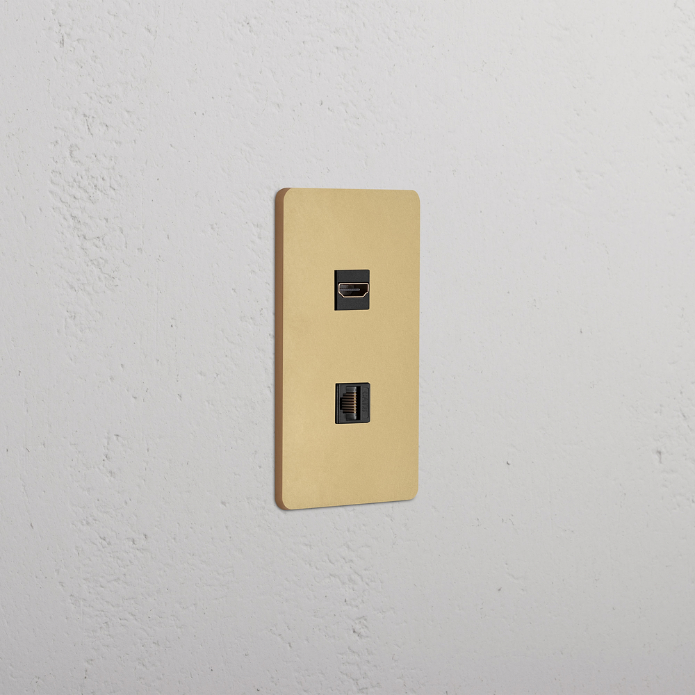 Grove 1G HDMI & CAT 6 Keystone - Antique Brass Black