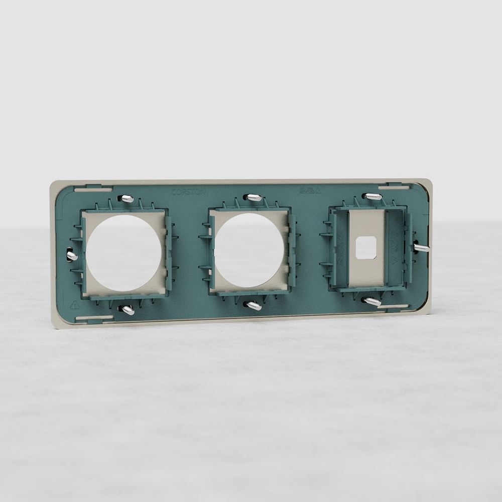 Grove Triple Switch & 2x Socket Plate – Satin Nickel