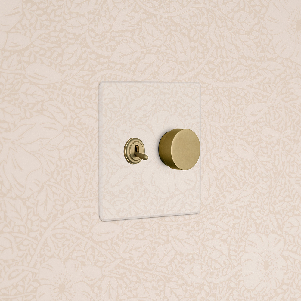 Kew 2G Toggle & Dimmer Switch - Clear Antique Brass