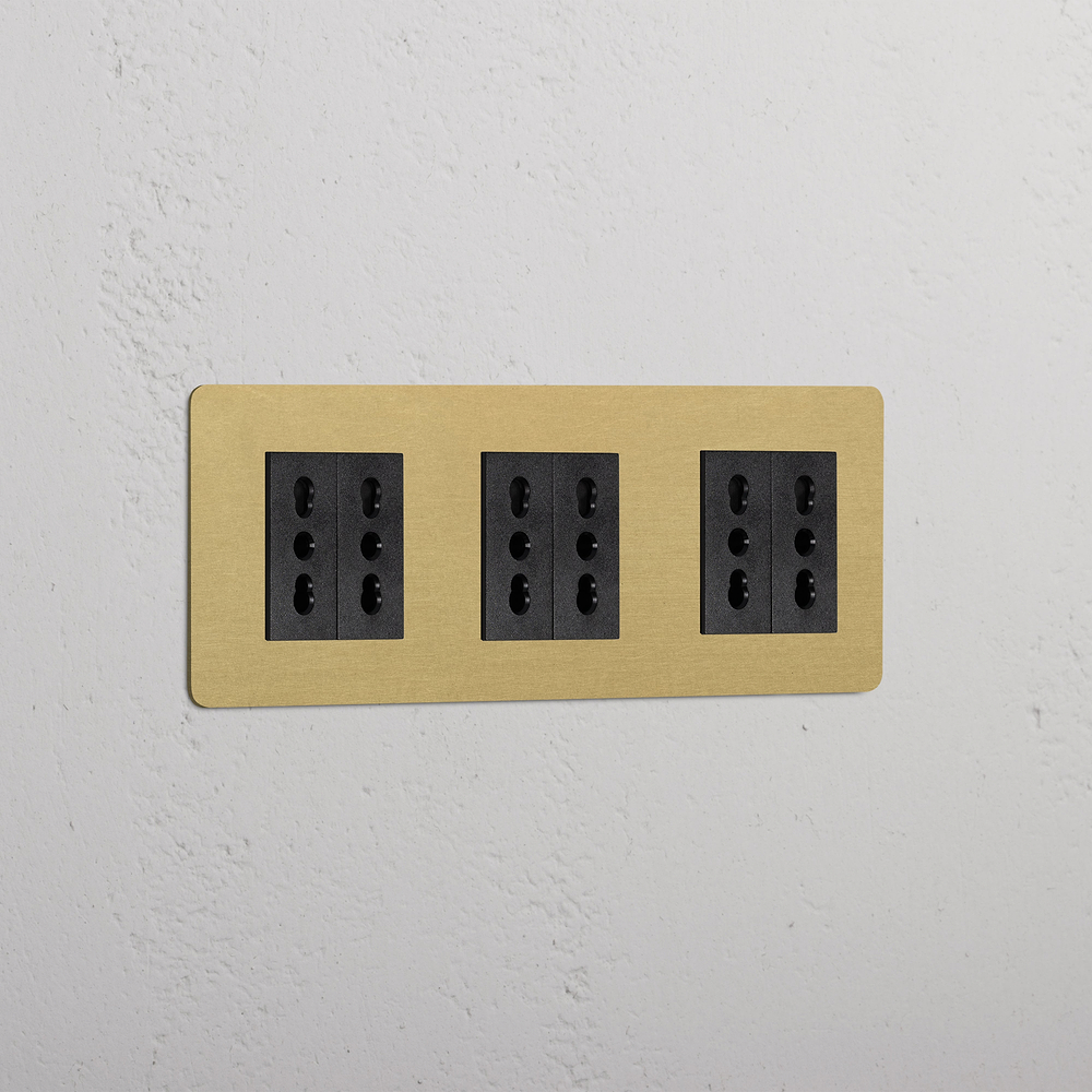 Kew Prise Bipasso x6 (Plaque Triple) - Laiton Ancien | Noir