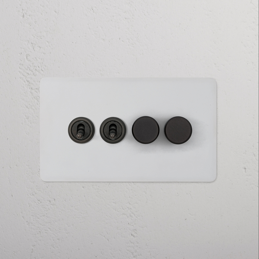 4G 2x Toggle Switch & 2x Dimmer Switch - Paintable Bronze