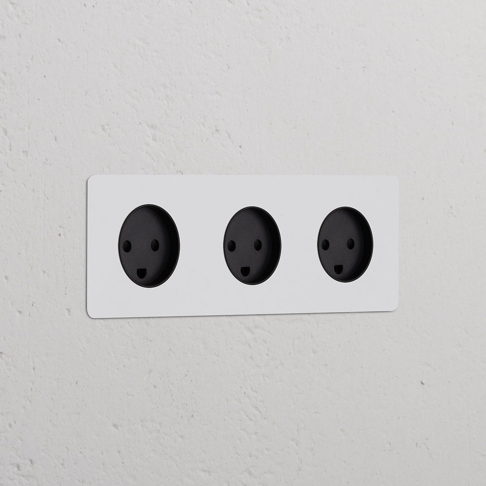 Kew Triple 3x Danish Type K Socket - Paintable | Black