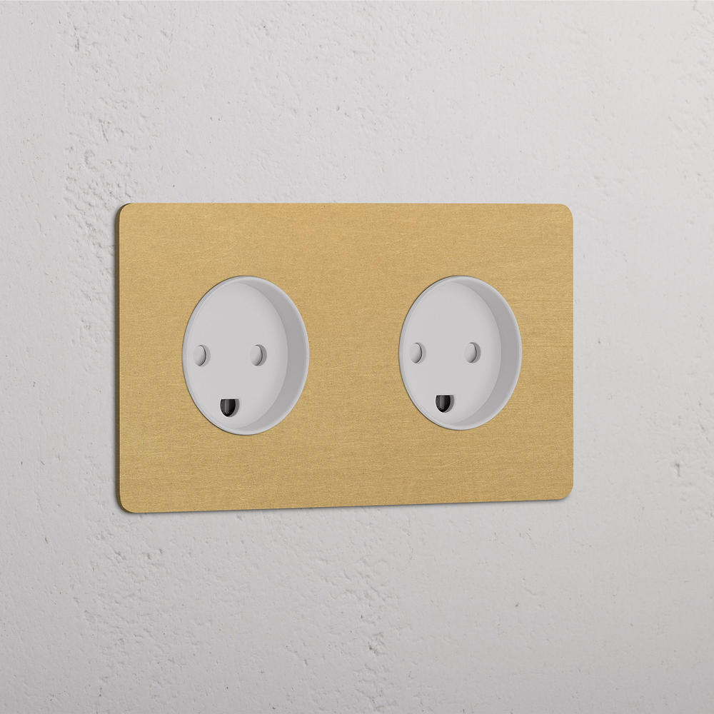 Kew Double 2x Danish Type K Socket - Antique Brass | White
