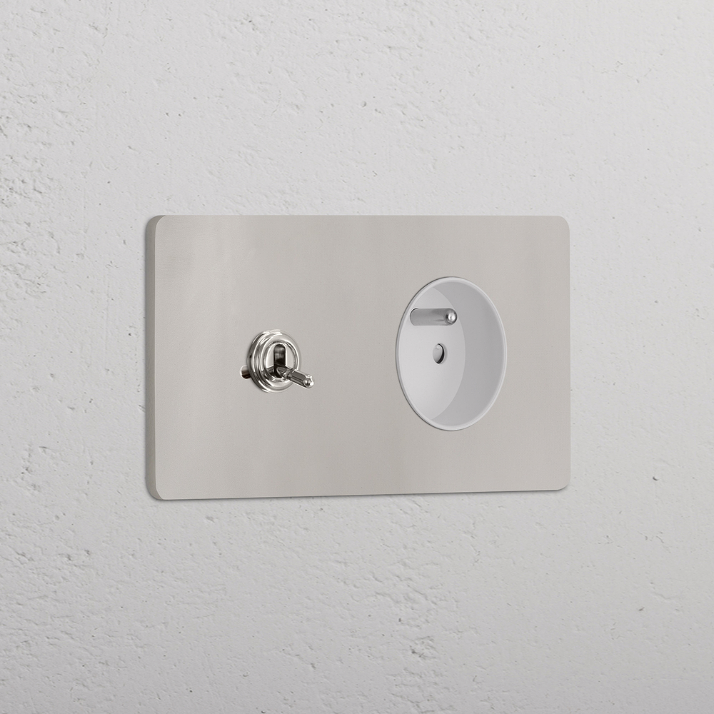 Grove Double Toggle & French/Belgian Type E Socket - Polished Nickel | White